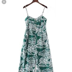Green and White print Jumpsuit
